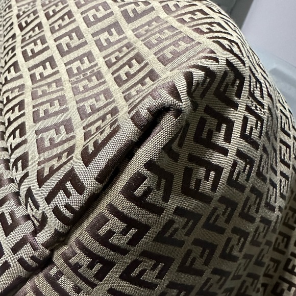 SOLD Auth FENDI Zucchino Tote Bag Beige Brown Canvas Leather 8bh026 - Picture 6 of 17